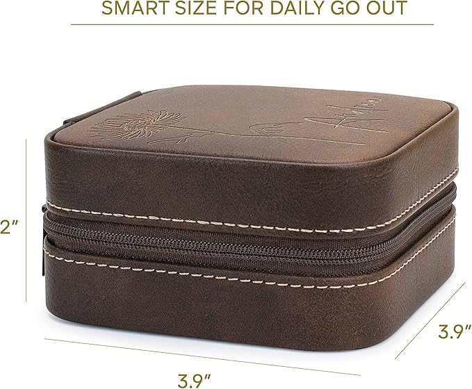 Custom Leather Jewelry Box w/Name & Birth Flower Month - Birthday Gifts for Women, Personalized Jewelry Travel Case - Customized Jewelry Organizer Box, Mom Birthday Gifts - Chestnut