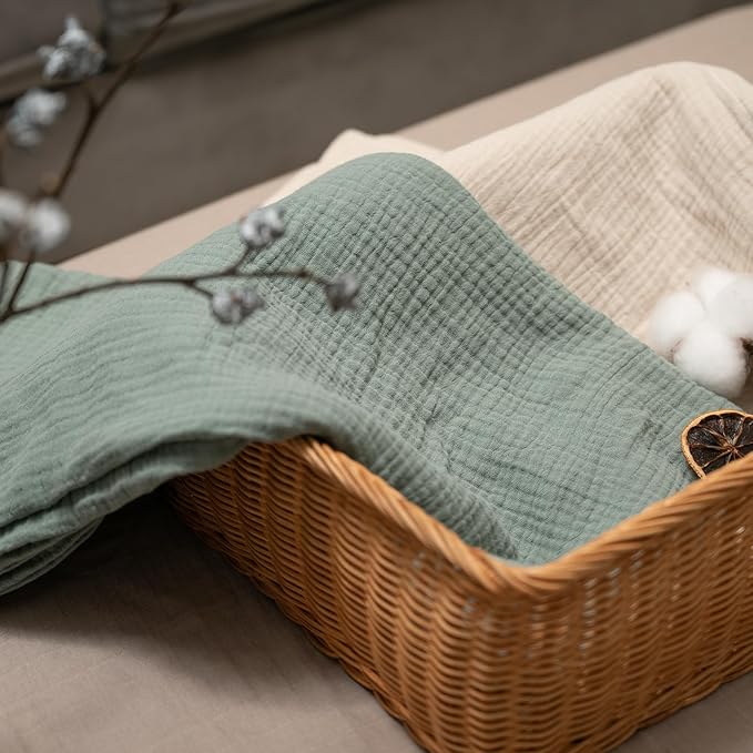 GLLQUEN BABY Muslin Swaddle Blankets for Boys and Girls, 4-Pack Baby Blankets for Girl Boy, Newborn Receiving Blanket, Baby Swaddle Blanket Unisex, Baby Essentials, Registry & Gift, 40 x 38 inches