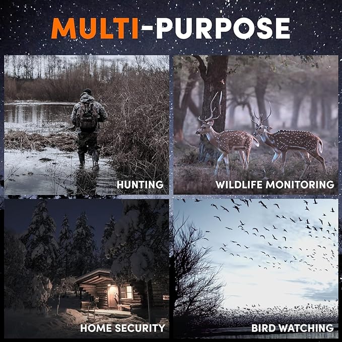 GTHUNDER Night Vision Goggles, Night Vision Binoculars – 4K UHD Video, 52MP Photos, App Remote Control, 10X Zoom, 4" HD Screen, 984ft, 7-Level IR, 4000mAh, 32GB Card – Ideal for Hunting & Security