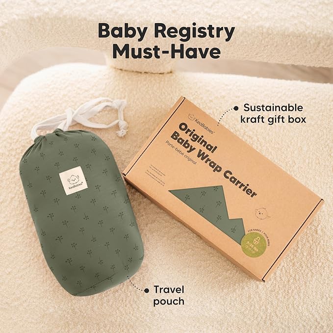 KeaBabies Baby Wrap Carrier - All in 1 Original Baby Carrier Newborn to Toddler Sling, Easy to Wear, Hands Free Bonding, Lightweight, Breathable Infant Wraps (Forest)