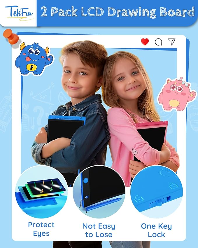 TEKFUN 20 Pack LCD Writing Tablet with Stylus, 8.5in Erasable Doodle Board Mess Free Drawing Pad for Kids, Car Trip Educational Toys Birthday Christmas Gift for 3 4 5 6 7 Girls Boys