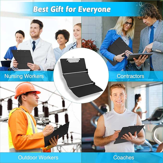 Clipboard Foldable Without Edition Cheat Sheets Aluminum 3 Layers Foldable Clipboards Pocket Size Profile Clip Clipboards Notepad for Students, Nurses,Contractor Trucker Driver