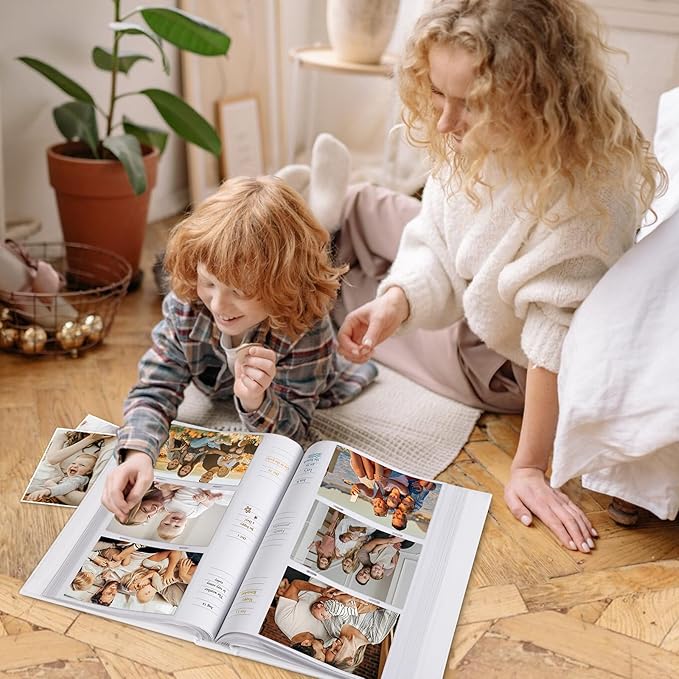 Lanpn Baby Photo Album 4x6 300 Pockets, Linen Newborn Bebe Ultrasound Photo Album with Memo Writing Area Photo Book, Picture Album for kids, Baby Girl Boy Memory Book Keepsake Beige
