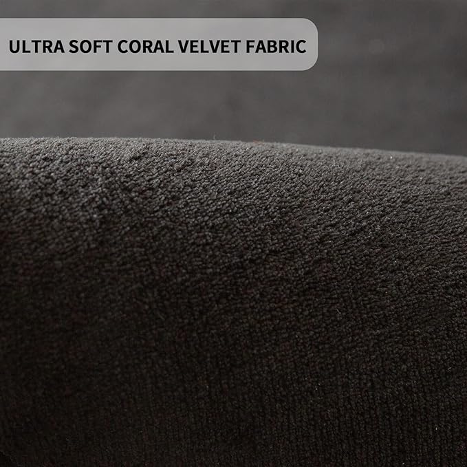 MAXYOYO Black Coral Velvet Area Rug, Thick Japanese Tatami Mat Living Room Carpet with Non-Slip Backing, Large Solid Color Mat for Bedroom Dormitory Yoga, 78 by 118 inch