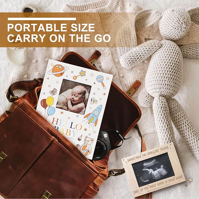 Lanpn Baby Photo Album 4x6 100 Pockets 2 Packs, Mini Linen DIY Window Newborn Bebe Album Memory Book Sets, Holds 100 Top Loader Vertical Pictures Gift for Kids Boy Girl Baby Shower, Colorful