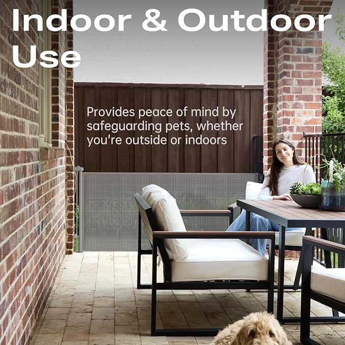 Cumbor 76" Wide Long Retractable Safety Gates for Stairs, Mesh Dog Gate for The House, 34" Tall Extra Wide Pet Gate for Dogs, Long Gates for Doorways, Hallways, Indoor/Outdoor(Gray)