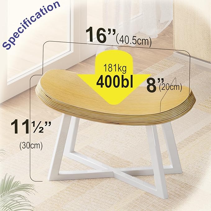 Wooden Step Stool,Foot Rest for Adult&Children,Short Stool for Under Desk, Small Bench for Living Room, Kitchen, Couch, Entryway