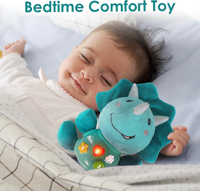 iPlay, iLearn Baby Dinosaur Musical Toys, Newborn Boys Gift, Soft Dino Plush Stuffed Animal, Infant Light Music Time, 1st Birthday Shower Gift Stuffers for 0 1 2 3 6 9 12 18 Month 1-3 Yrs Toddler Girl