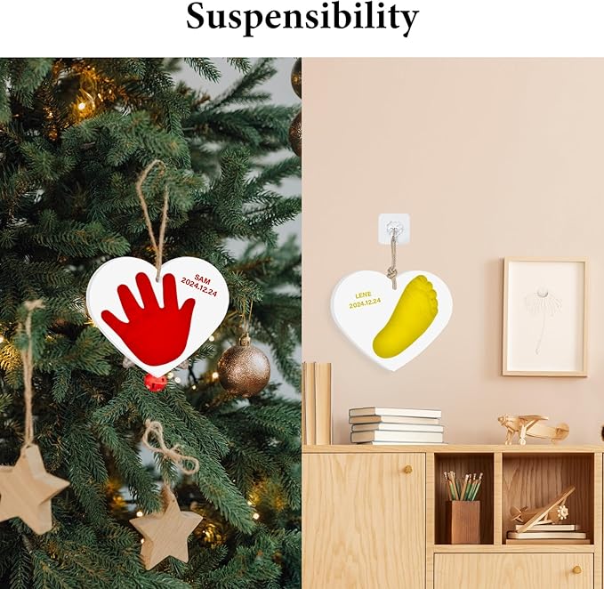 Baby Handprint Footprint Keepsake Ornament Kit, Personalized Baby Foot Printing Kit for Newborn Clay Impression Handmade DIY Imagination to Create