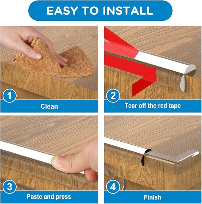 Corner Protectors Baby Proofing 9.9ft(3M) with 4 Corners,Corner Protector,Furniture Corner Guard & Edge Safety Bumpers, Soft Edge Protectors with Upgraded Pre-Taped Strong Adhesive