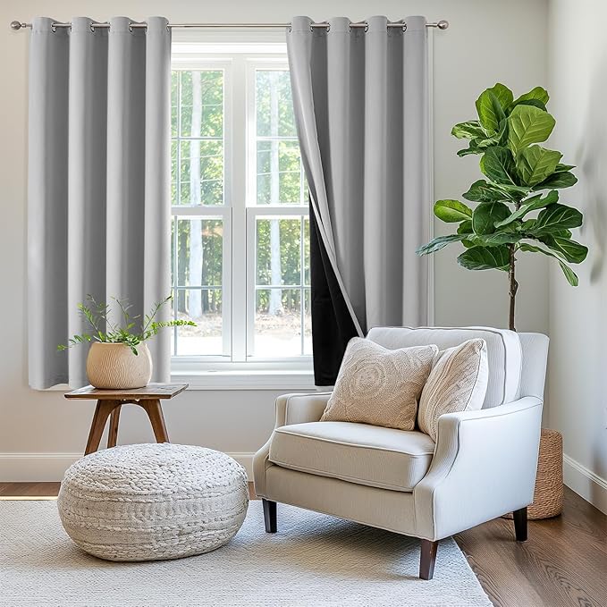 ChrisDowa Custom 100% Blackout Curtains for Bedroom with Black Liner, Double Layers Total Blackout Thermal Insulated Grommet Window Curtains 1 Panel (Custom Size and Color)