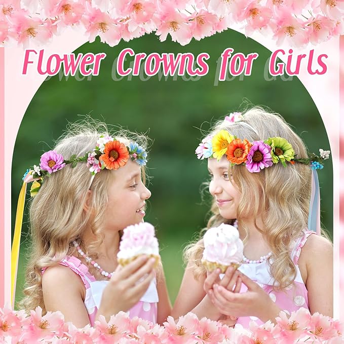 Syhood Daisy Crowns Making Kit, 109 Pieces Parts, Make Your Own Flower Crown Wreath Headbands and Bracelets Craft Kit Hair Accessories Handmade DIY Floral Garland Presents for Girls