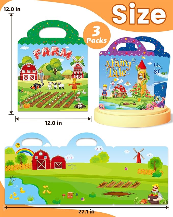 Reusable Sticker Book for Toddlers 2-4 Years, Stickers for Kids, Toddler Sticker Book Ages 1-3, Toddler Craft Activities, Toddlers Travel Toys Ages 2+ Boy Girl Birthday Gifts