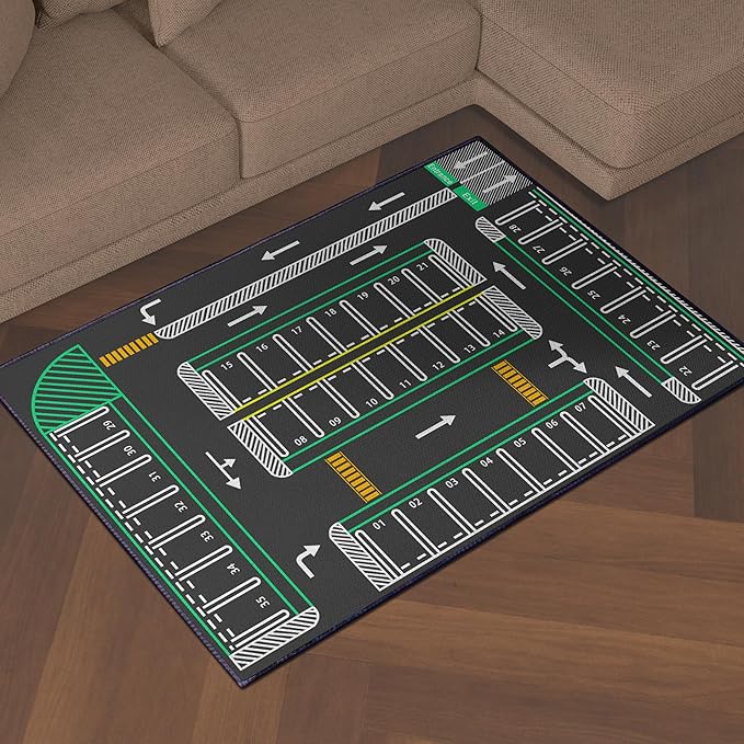 Play Rug for Playroom 59"x39" Traffic System Playmat Car Rugs for Toy Boys Carpet City Pretend Play Non-Slip Washable