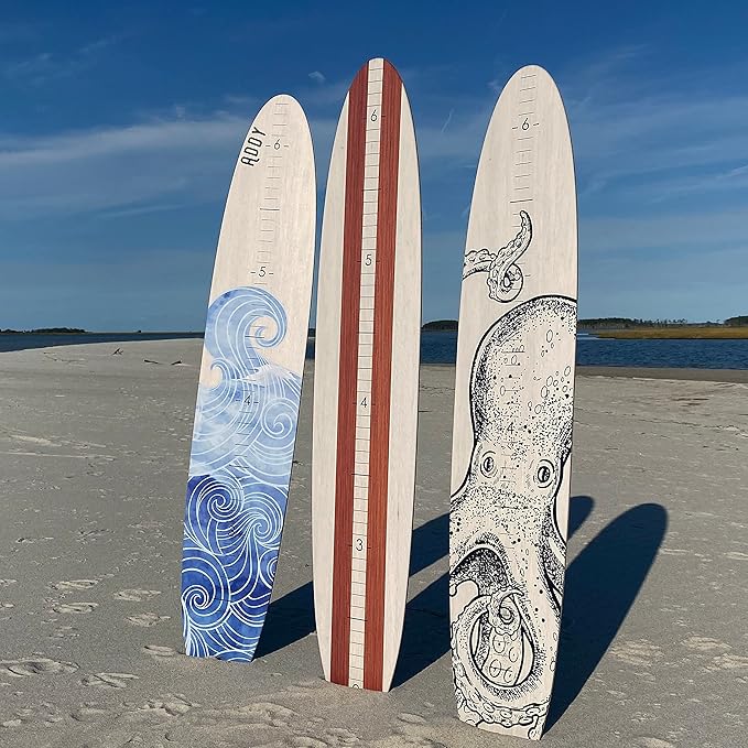 Personalized Surf Board Height Chart - Growth Chart for Wall Height Ruler Kid Growth Chart Height Tracker Wood Surfboard Child Height Chart for Kids Grow Chart Height Board-57"x10.5"