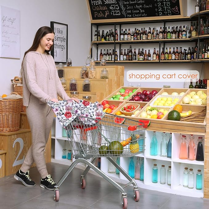 Multi-use Canopy Breastfeeding Cover - Car Seat Canopy for Babies, Stretchy Carseat Cover, Boys and Girls Shower Gift (Purple Flower)