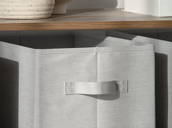 StorageWorks Storage Baskets for Shelves, Foldable Fabric Closet Storage Bins with Handles, Fabric Storage Bins Clothes Organizer, Light Grey, 3-Pack, Large