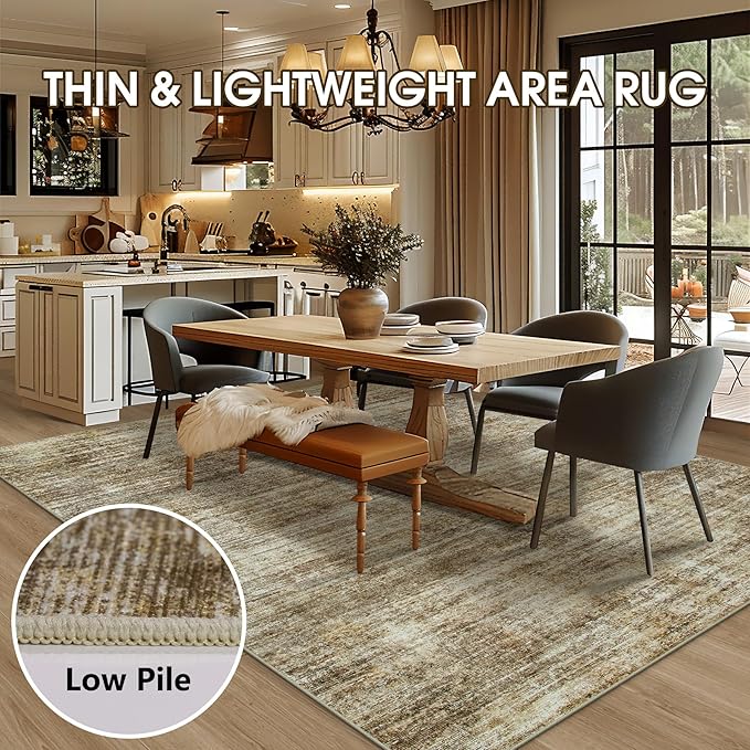 10x14 Area Rugs for Living Room: Soft Abstract Large Area Rug Non-Shedding Anti-Skid Stain Resistant Indoor Floor Modern Washable Rugs for Bedroom Dining Room Nursery Farmhouse Home Office-Brown