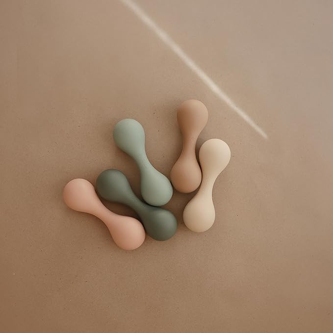 mushie Silicone Baby Shaker Rattle Toy | Ages 3+ Months (Tradewinds)