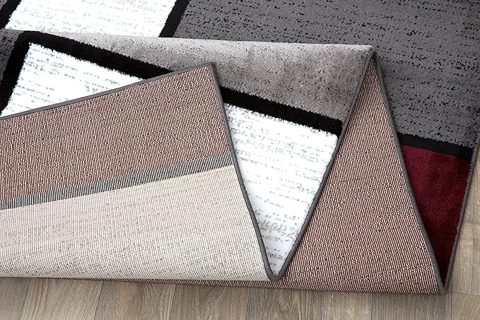 Rugshop Contemporary Modern Boxes Area Rug 9' X 12' Red