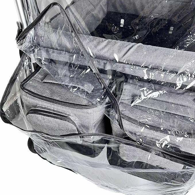 Big Size Rain Cover for Stroller, Mosquito Net for Trolley Cart, 2in1 Big Cover with Window for Picnic Camping Wagon Stroller Waterproof Windproof Accessories (Cart Not Included)