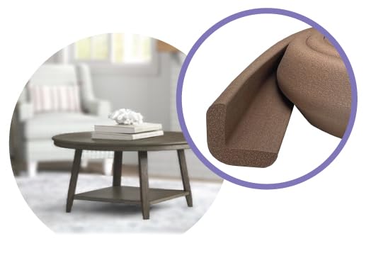 Kidkusion Baby Proof Edge Guards for Safety | Made in The USA | 44 Feet | Brown | Edge Protectors for Furniture, Tables, Fireplaces | Heavy Duty Tape Included