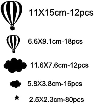 Hot Air Balloons Clouds and Stars Nursery Decor DIY Wall Stickers Bedroom Self Adhesive JW577 (Color 1)