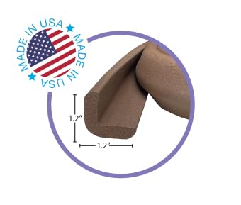Kidkusion Baby Proof Edge Guards for Safety | Made in The USA | 44 Feet | Brown | Edge Protectors for Furniture, Tables, Fireplaces | Heavy Duty Tape Included