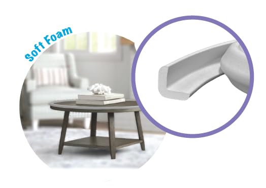 Kidkusion Baby Proof Edge Guards for Safety | Made in The USA | 28 Feet | Soft Gray | Edge Protectors for Furniture, Tables, Fireplaces | Heavy Duty Tape Included