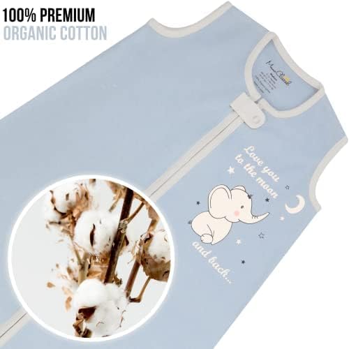 Baby Sleep Sack 1.0 TOG, Organic Cotton Baby Wearable Blanket with Two-Way Zipper, Swaddle Transition Baby Sleeping Bag, All-Season Sleep Sack for Newborn Infant Toddler Boy Girl, 6-12 Months, 1-Pack
