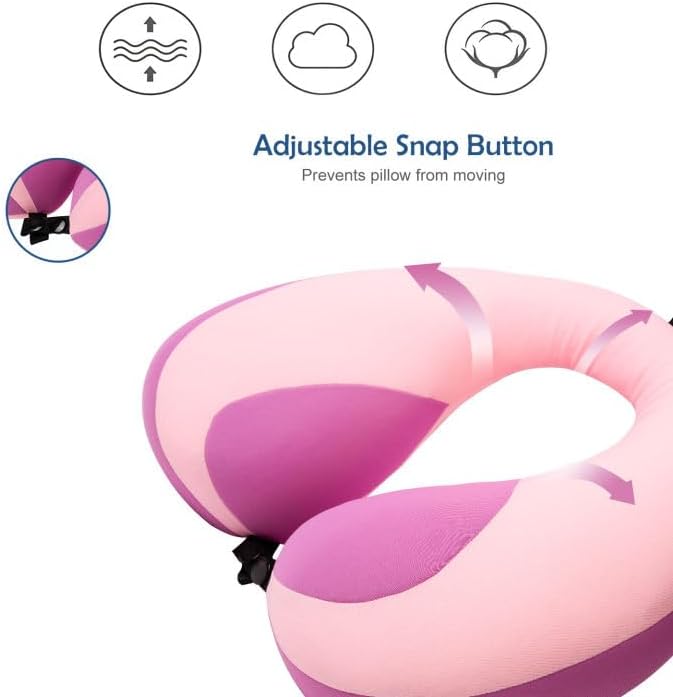 MOOB Toddler Neck Pillow for Carseat & Airplane, Traveling Gifts for Toddler & Children U-Shape Neck Pillows for Kids Light Pink