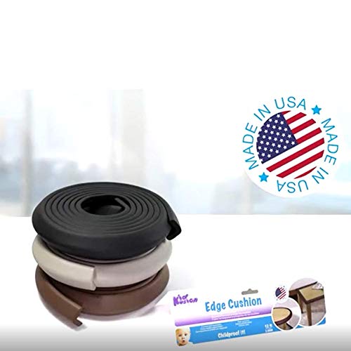 Kidkusion Baby Proof Edge Guards for Safety | Made in The USA | 18 Feet | Black | Edge Protectors for Furniture, Tables, Fireplaces | Heavy Duty Tape Included