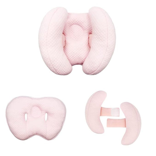 2 in 1 Baby Support Pillow, Banana Shape Baby Neck Head Travel Pillow Stroller Insert Cushion for Kids, Toddler, Pink