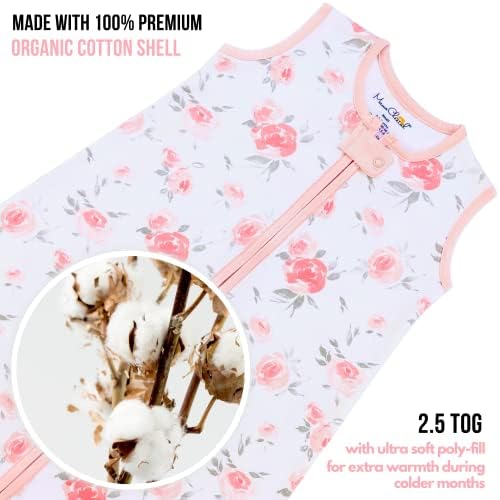 Mama Cheetah Baby Sleep Sack 2.5 TOG, Winter Baby Sleeping Bag with 2-Way Zipper, Organic Cotton Swaddle Transition Wearable Blanket for Boy Girl Infant Toddler, 12-18 Months, 1-Pack