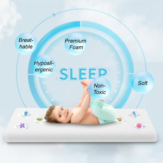 Lisara Baby Bassinet Mattress, 47 x 23.6 Dual Sided Gel Memory Foam Mattress with Waterproof, Removable Ice Silk Cover, Fit for ADOVEL, BabyBond, ANGELBLISS and ELEMARA Baby Bassinet Bedside Crib