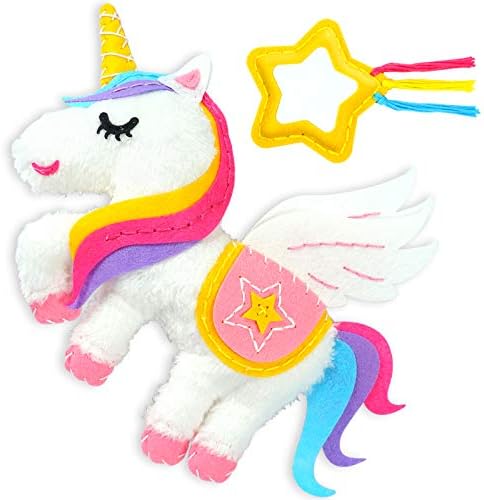 Magic World DIY Personalised Sewing Kit - My Magical Unicorn | Frist Sewing Arts & Crafts Gifts | Educational Sewing Kit for Kids|Sew Your Own Unicorn (Safety Neddle & Instruction Included)