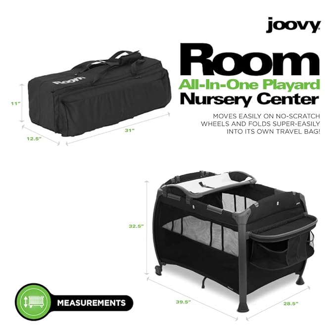 Joovy Room-Playard, Nursery Center, Bassinet, Changing-Table, Black