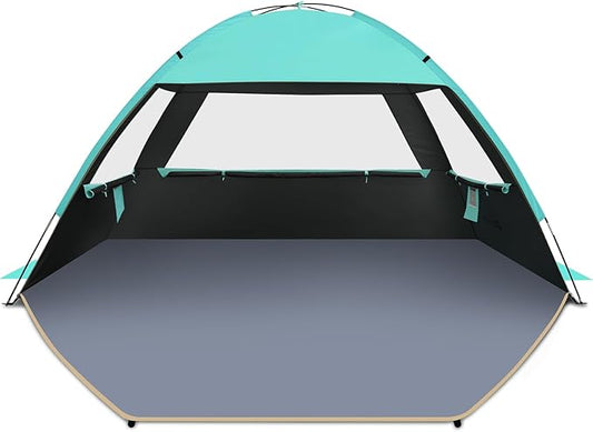 Gorich Beach Tent Sun Shelter for 3/4-5/6-7/8-10 Person with UPF 50＋ UV Protection, Lightweight & Easy Setup Beach Shade Canopy, Portable Beach Shade Tent Beach Cabana