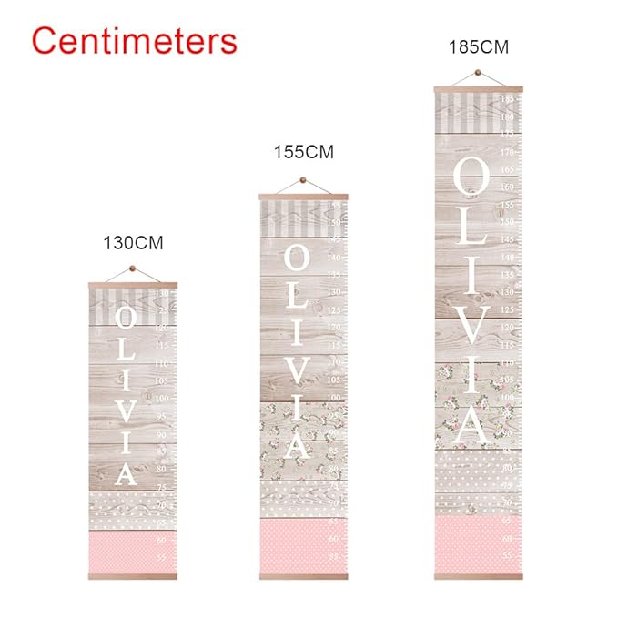 Personalized Kids Height Chart - Canvas Growth Ruler for Boys and Girls - Custom Name Banner with Removable Nursery Wall Decor - Gift for Kid’s Room Decoration