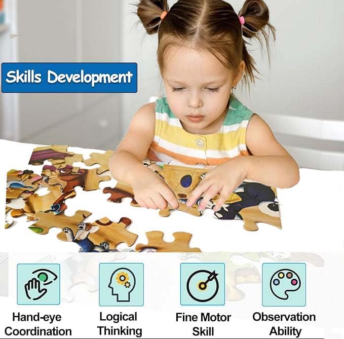 Jumbo Floor Puzzle for Kids, Large Jigsaw Puzzles 35 Piece for Kids Ages 3-5,Preschool Learning & Education Toys, Gifts for 4-8 Year Old Boys and Girls (Dog Animals)