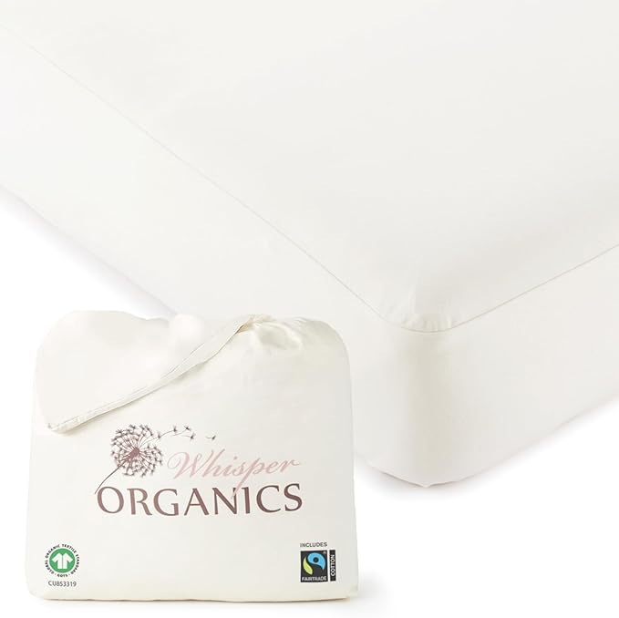 Organic Crib Mattress Protector - 100% Waterproof Crib Mattress Protector Pad with Soft Quiet & Breathable Triple Layer Protection - Fairtrade & GOTS Certified and Machine Washable (52"x28"x9”)