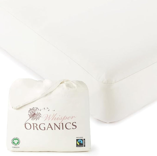 Organic Crib Mattress Protector - 100% Waterproof Crib Mattress Protector Pad with Soft Quiet & Breathable Triple Layer Protection - Fairtrade & GOTS Certified and Machine Washable (52"x28"x9”)