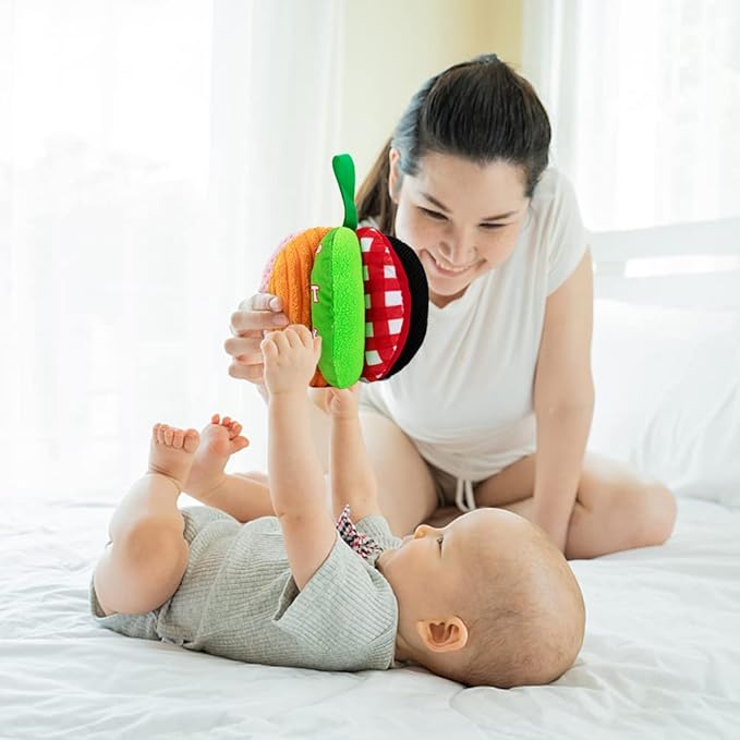 8-in-1 Sensory Balls for Infant Toddlers,Rainbow Fabric Baby Toy for Sensory Development,Montessori Toys for Babies 6-12 Months,8 Different Sensory Tactile Textures with Crinkle Rattle Squeakers