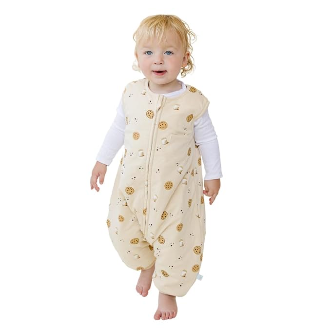 Tealbee Dreamsuit: Toddler Sleep Sack with Feet 12-18 Months, 18-24 Months - 1.5 TOG Winter Baby Wearable Blanket for Walkers - Rayon made from Bamboo, Organic Cotton Sleep Bag - Cookies
