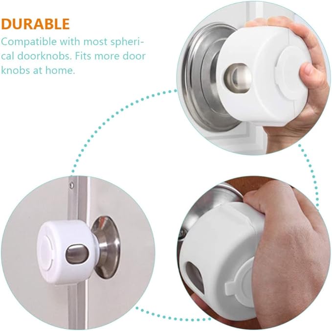 Kisangel Child Safety Door Knob Covers 4pcs Baby Door Handle Cover Child Door Knob Protectors for Easy Installation and Reusable Design,White Pp