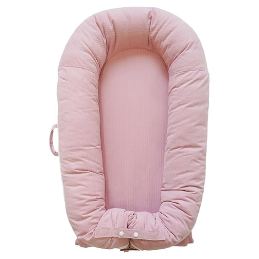 Deluxe Infant Lounger, Baby Nest Cover for Baby Girls & Boys, Newborn Essentials for Baby 0-12 Months, 100% Cotton (Mistyrose)