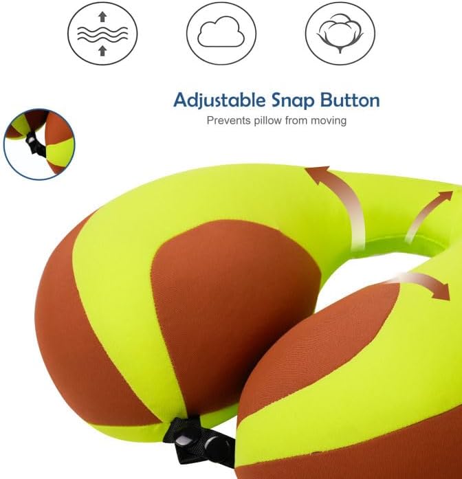 MOOB Neck Pillows for Kids,Traveling Gifts for Toddler & Children U-Shape Car Seat Head Travel Neck Pillow,Toddler Neck Pillow for Carseat Green Brown