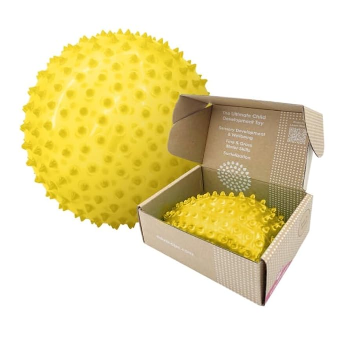 Edushape Original Sensory Ball - 7" Deflated Yellow Color Baby Ball Enhances Gross Motor Skills for Kids 6 Months & Up