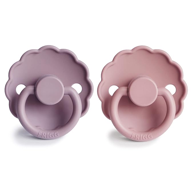 FRIGG Daisy SilkySoft Silicone Baby Pacifier | Made in Denmark | BPA-Free (Baby Pink/Soft Lilac, 6-18 Months)