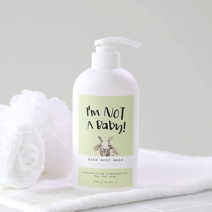 I'm NOT A Baby! Kids Body Wash– Dermatologist Tested, Allergen free, Cruelty-free, PETA, Gentle for Kids, Goat Milk, 16.9 Fl Oz